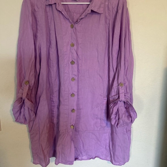 Soft Surroundings Lilac 100% Linen Button Down Top size 2X - Picture 1 of 10